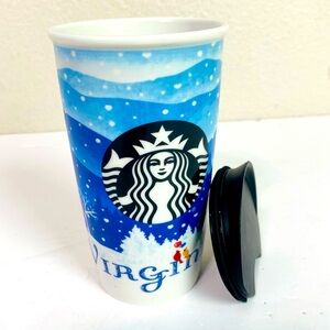 Starbucks Virginia State Ceramic Travel Mug W/ Lid 12oz
